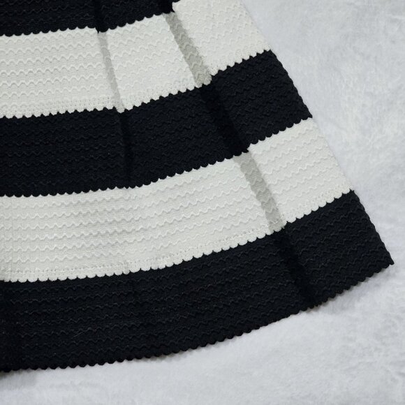 Touch Me ✦ Black & White Striped Skater Skirt ✦ Textured Knit Back Zip NWT Sz S - Picture 3 of 10